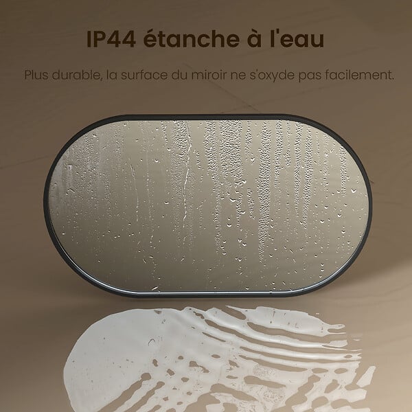 EMKE - EMKE Miroir mural 60 × 100 cm Miroir ovale avec cadre noir, Miroir non lumineux salle de bain - large