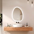 EMKE - EMKE Miroir salle de bain avec éclairage, Miroir asymétrique LED, anti-buée, interrupteur tactile, 3 couleurs de lumière réglable, 65 x 45 cm - vignette