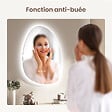 EMKE - EMKE Miroir salle de bain avec éclairage, Miroir asymétrique LED, anti-buée, interrupteur tactile, 3 couleurs de lumière réglable, 65 x 45 cm - vignette