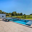 SHELTOM - Abri de piscine MONTEO - 3 voûtes (6,30 x 3,70 m)  - RAL 7016 - vignette