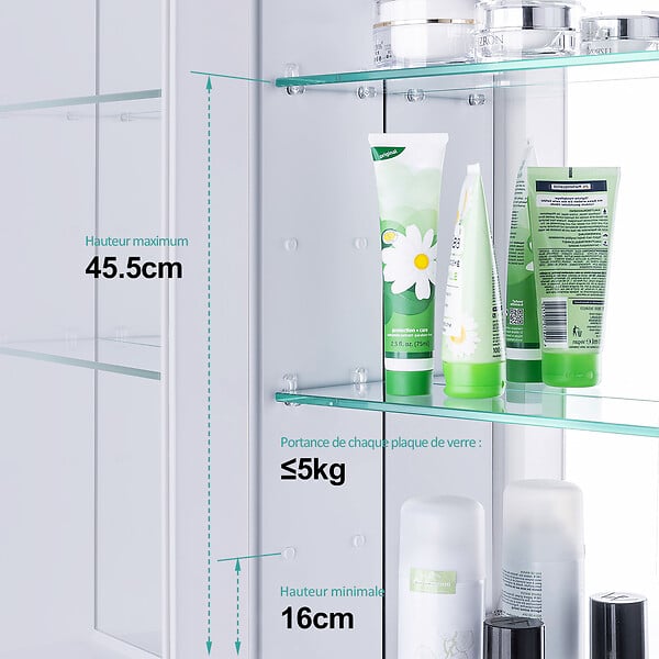 EMKE - EMKE Armoires de toilette 60x65cm Blanche Armoire Salle de Bain en Miroir Double Face - large