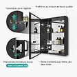 EMKE - EMKE Armoires de toilette 50x65cm Noir Armoire Salle de Bain en Miroir Double Face - vignette
