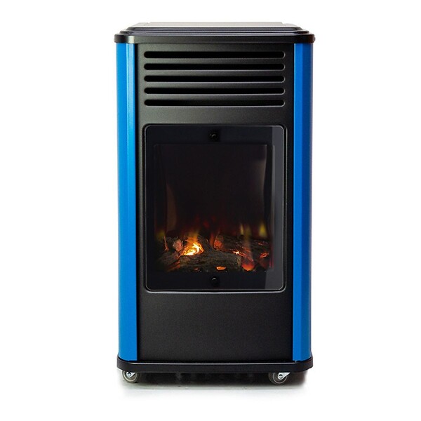 SAHARA - Poêle à gaz 3,4KW Bleu et Noir - Chauffage d'appoint effet Feu de bois Manhattan Sahara - large