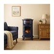 SAHARA - Poêle à gaz 3,4KW Fonte Véritable – Chauffage d'appoint Design Bleu Saphir Mat - Effet feu de bois, sur roues Provence Sahara - vignette