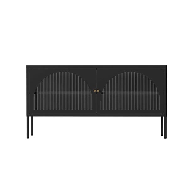 OVIALA - Meuble TV moderne 2 portes L115 cm en métal noir - Dreamy - large