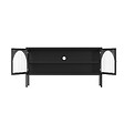 OVIALA - Meuble TV moderne 2 portes L115 cm en métal noir - Dreamy - vignette
