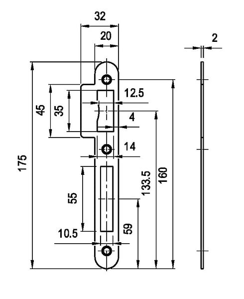 HERACLES - Gâche double empennages pour serrure monopoints à  larder NF et NFQC noire HERACLES - I-L999-GH2NR - large