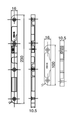 ASSA ABLOY - Jeu de 3 gâches pour serrure 20215 bouts ronds type 16 main gauche - large