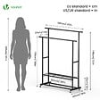 VOUNOT - Portant a Vetements double avec roulettes et 2 etageres de rangement 120x40x146cm metal Noir - vignette