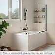JACOB DELAFON - Pack baignoire droite 170 x 75 Elise + tablier angle + pommeau et mitigeur bain noir Aimé + pare bain noir + vidage - vignette