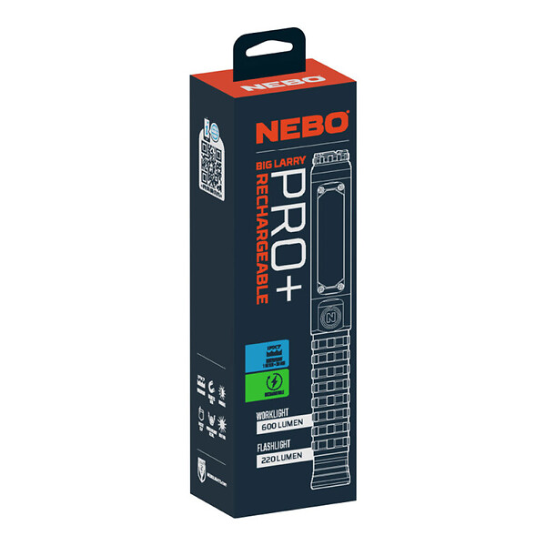 NEBO - Lampe de Poche Pro+ NEBO - LED COB Rechargeable - 600 Lumens - Aluminium Noir - IP67 - large