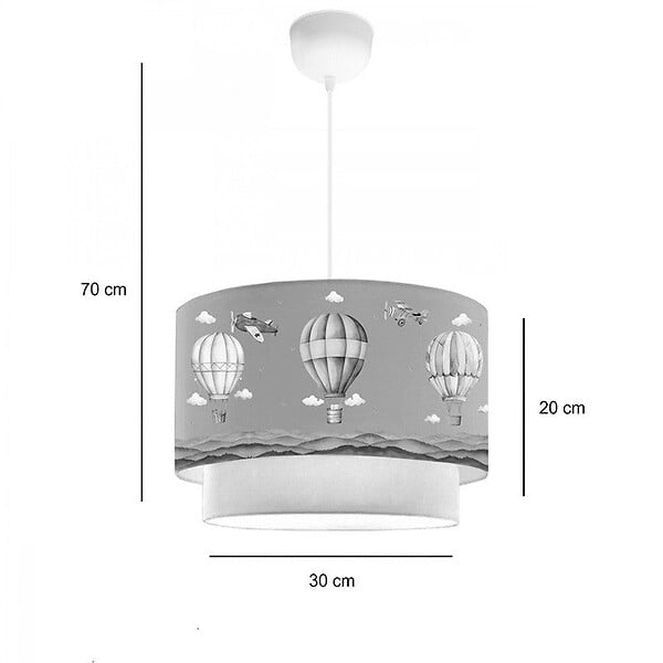 ENTREPOT BRICO - Suspension luminaire Plafonnier enfant motif montgolfière abat jour vert 30x20 cm - large
