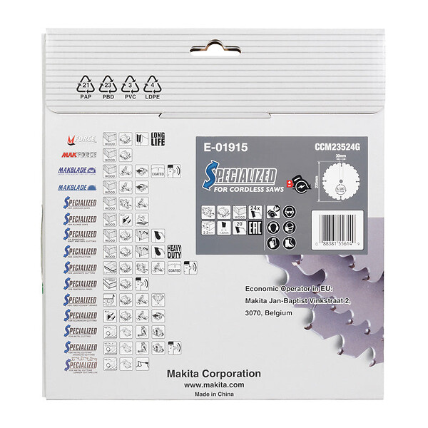 MAKITA - Lame carbure efficut MAKITA 235 x 20 mm, 24 dents, pour le bois - large