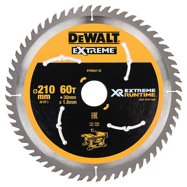 DEWALT - Lame de scie circulaire stationnaire DEWALT DT99567-QZ Carbure XR Runtime Ø210x30mm, 60 dents - large