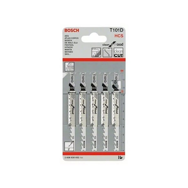 BOSCH - Lot de 5 lames de scie sauteuse T 101 D BOSCH 2608630032 pour bois - large