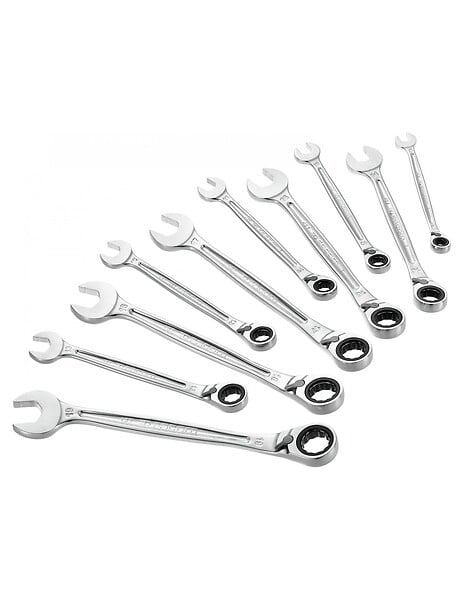 FACOM - Jeu de 10 clés mixtes à cliquet FACOM 467B.JP10PB 8 à 19 mm - large