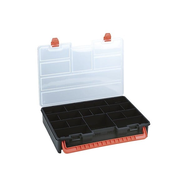 ARTPLAST - Boîte de rangement professionnelle Organiseur 23 compartiments amovibles Noir Orange 44.3 x 31.7 x 8 cm ARTPLAST - large