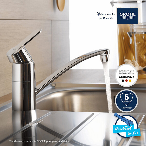 GROHE - Robinet de cuisine Get chromé + microfibre - large