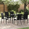 VIDAXL - vidaXL Chaises empilables d'extérieur lot de 6 Résine tressée Noir - vignette
