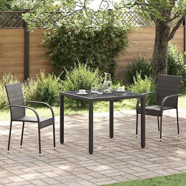 VIDAXL - vidaXL Chaises empilables d'extérieur lot de 2 Résine tressée Marron - large