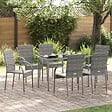 VIDAXL - vidaXL Chaises empilables d'extérieur lot de 6 Gris Résine tressée - vignette