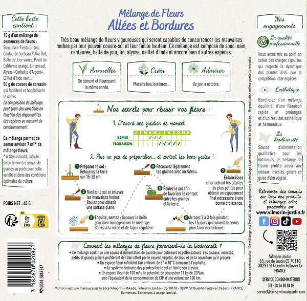VILMORIN - Mélange de Fleurs Allées et Bordures - 7 M² - large