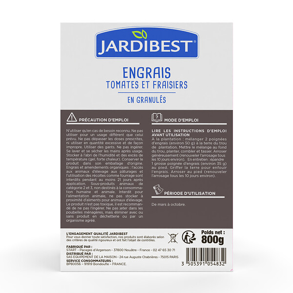 JARDIBEST - Engrais tomates et fraises - 800g - large