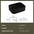 EMKE - EMKE Vasque à Poser 505 x 380 x 150 mm, Lavabo Rectangulaire en Céramique pour Salle de Bain, Coins Arrondis R, Gris Foncé Mat - vignette