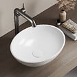 EMKE - EMKE Vasque à Poser en céramique 41,5×33,5×13cm, Lavabo salle de bain Ovale, Lavabo à poser blanc brillant - vignette