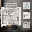 EMKE - EMKE Armoire de Toilette avec Éclairage 70x50cm Blanche Armoire Salle de Bain en Miroir, 3 Couleurs de Lumière, Anti-buée, Prise de Courant - vignette