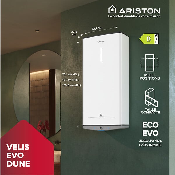 ARISTON - Chauffe-eau électrique Plat 45 l Ariston VELIS DUNE - large