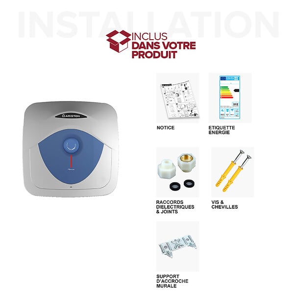 ARISTON - Chauffe-eau electrique ARISTON Blu Evo sur-évier - 15 l - large