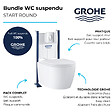 GROHE - Pack WC suspendu sans bride Start Round Ceramic  + abattant frein de chute + Bâti-support mur + Plaque chromé - vignette