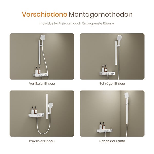 EMKE - EMKE Colonne de Douche Thermostatique – Blanc Mat, Débit d'Eau Ajustable,Design Minimaliste Séparé, Douchette 3 Fonctions,Kit de Douche - large