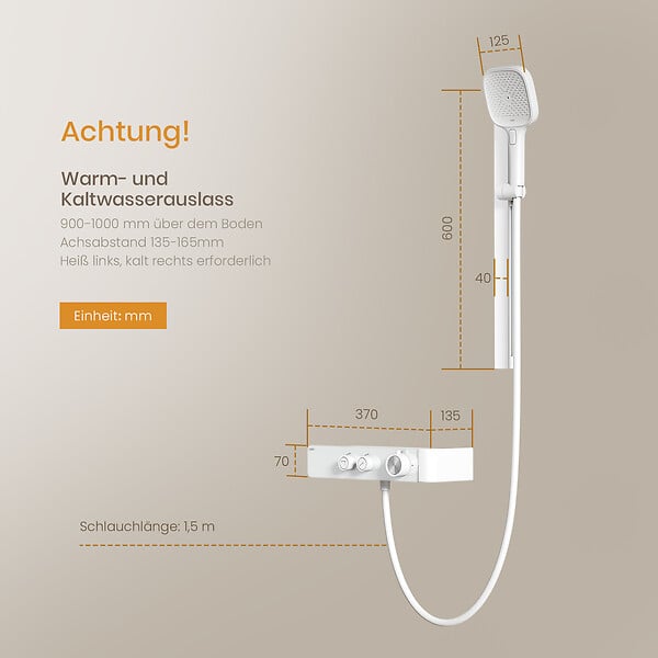 EMKE - EMKE Colonne de Douche Thermostatique – Blanc Mat, Débit d'Eau Ajustable,Design Minimaliste Séparé, Douchette 3 Fonctions,Kit de Douche - large