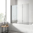 EMKE - EMKE Pare de baignoire en 6 mm verre securit Paroi de douche pliable pour baignoire - 120 x 140 cm - Revêtement Nano facile à nettoyer Modèle 2 - vignette