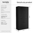 TECTAKE - Armoire métallique de classement Cosmo avec 2 tiroirs 40 x 80 x 180 cm noir/noir - vignette