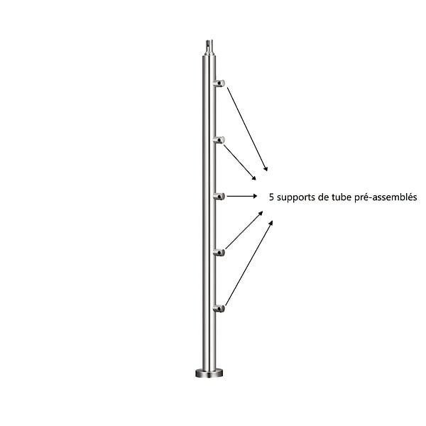 AICA SANITAIRE - Garde-corps avec main courante, 100cm, en acier inoxydable 304, garde-corps avec 5 traverses, pour intérieur et extérieur - large