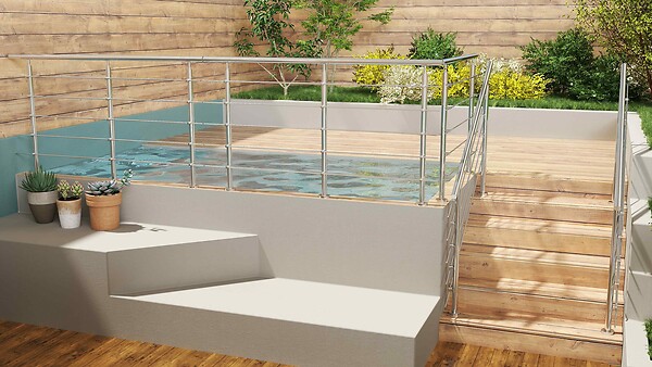 AICA SANITAIRE - Garde-corps avec main courante, 100cm, en acier inoxydable 304, garde-corps avec 5 traverses, pour intérieur et extérieur - large