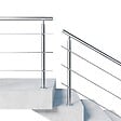 AICA SANITAIRE - Garde-corps 150cm argenté, 1 main courante, 3 traverses, inox 201, intérieur et extérieur, design moderne - kit complet - vignette