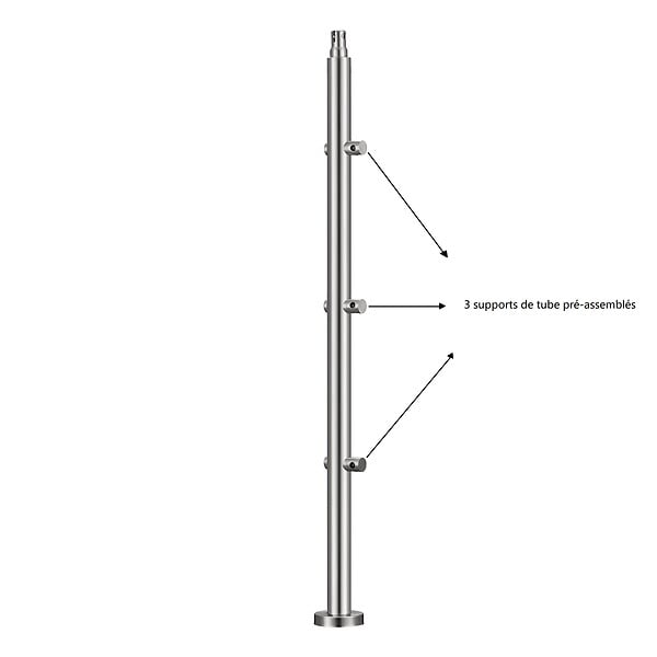 AICA SANITAIRE - Garde-corps 150cm argenté, 1 main courante, 3 traverses, inox 201, intérieur et extérieur, design moderne - kit complet - large