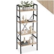 TECTAKE - Etagère échelle NEWCASTLE style industriel 57,5 x 35,5 x 139 cm Bois clair industriel, Chêne Sonoma - vignette
