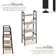 TECTAKE - Etagère échelle NEWCASTLE style industriel 57,5 x 35,5 x 139 cm Bois clair industriel, Chêne Sonoma - vignette