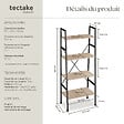 TECTAKE - Etagère échelle NEWCASTLE style industriel 57,5 x 35,5 x 139 cm Bois clair industriel, Chêne Sonoma - vignette