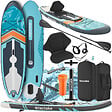 TECTAKE - Planche de stand up paddle gonflable 2 en 1 kit complet turquoise orange 288 x 77 x 22,5 cm polyvalente - vignette