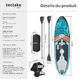 TECTAKE - Planche de stand up paddle gonflable 2 en 1 kit complet turquoise orange 288 x 77 x 22,5 cm polyvalente - vignette