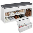 TECTAKE - Banc à chaussures NATALYA avec coussin d'assise 104x30x49cm blanc - vignette