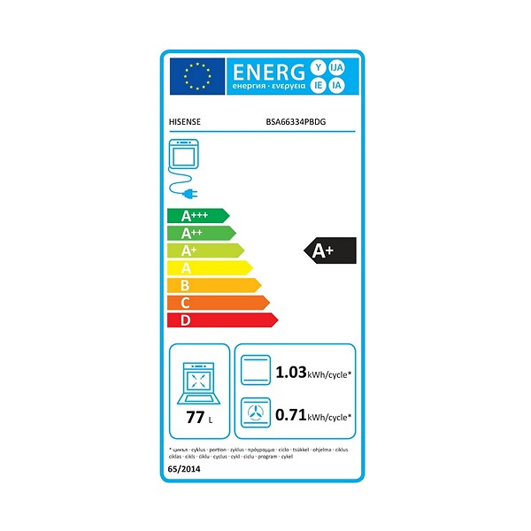 HISENSE - four multifonctions 77l 59.5cm pyrolyse noir - BSA66334PBDG - large