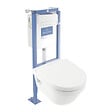 VILLEROY ET BOCH - Pack WC suspendu sans bride  Architectura directflush + abattant frein de chute + bâti-support autoportant + plaque blanche - vignette