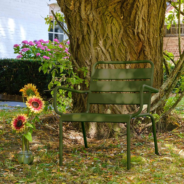 OVIALA - Fauteuil de jardin bas relax acier vert kaki - Palavas - large